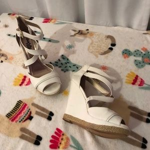 White wedge heels